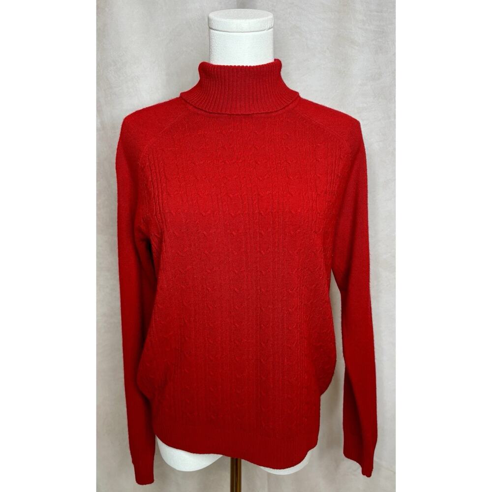 Vtg White Stag Red Turtle Neck Knit Sweater Women’s Medium Classic Cozy Pullover